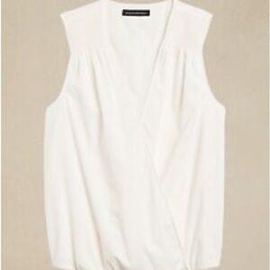 NEVER WORN Banana Republic Cotton Wrap-Effect Elegant White Sleeveless Top